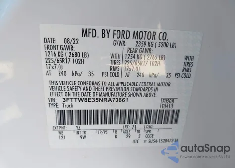 2022 Ford Maverick Xl from USA, damaged, VIN 3FTTW8E35NRA73661